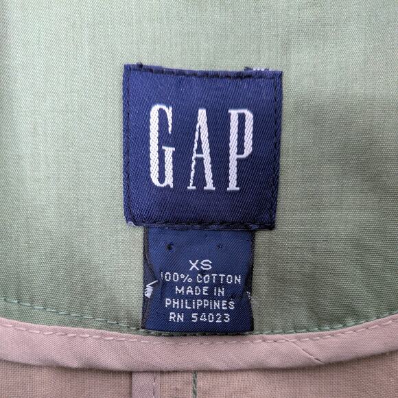 Vintage Y2K Gap Jacket XS Green Cotton Lightweight Coat Preppy Classic Mid Zip - Picture 7 of 9